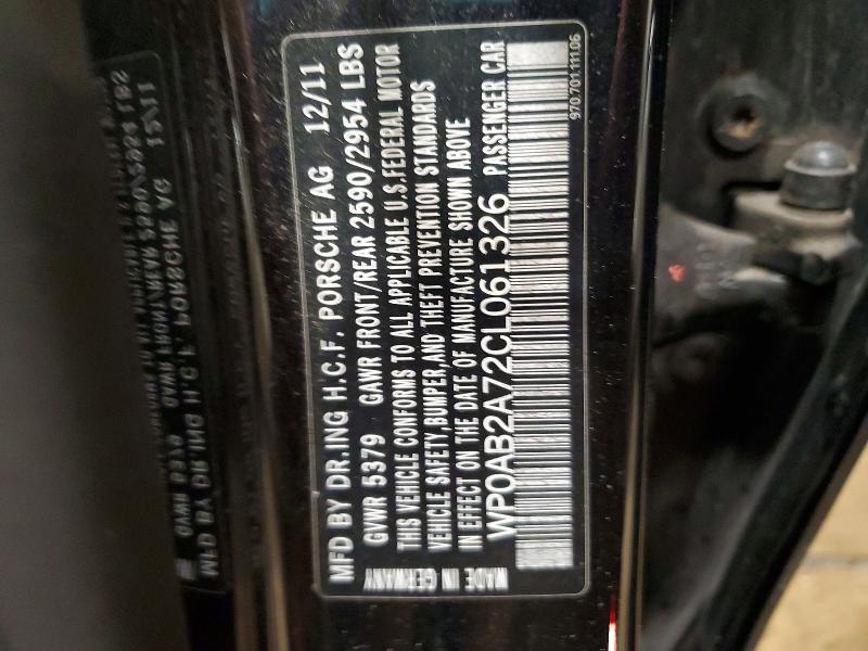 Продаж на аукціоні авто 2012 Porsche Panamera, vin: WP0AB2A72CL061326, номер лоту: 52920366
