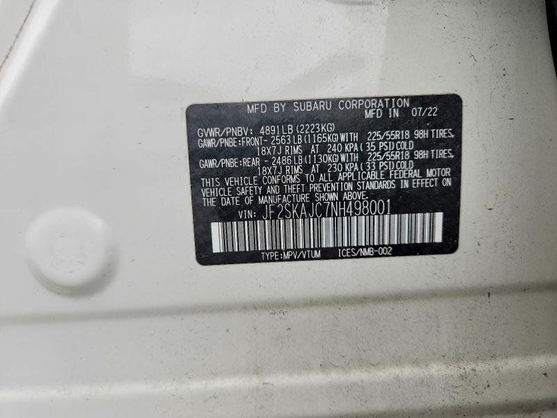 Aukcja sprzedaży 2022 Subaru Forester, vin: JF2SKAJC7NH498001, numer aukcji: 52347906
