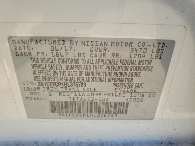Продаж на аукціоні авто 2017 Nissan Versa Note, vin: 3N1CE2CP1HL376789, номер лоту: 55013616