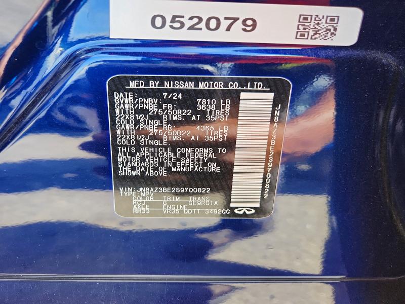 Aukcja sprzedaży 2025 Infiniti Qx80, vin: JN8AZ3BE2S9700822, numer aukcji: 54228486