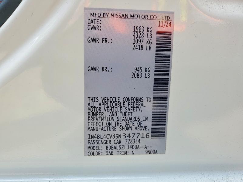 Продаж на аукціоні авто 2025 Nissan Altima, vin: 1N4BL4CV8SN347716, номер лоту: 55148806