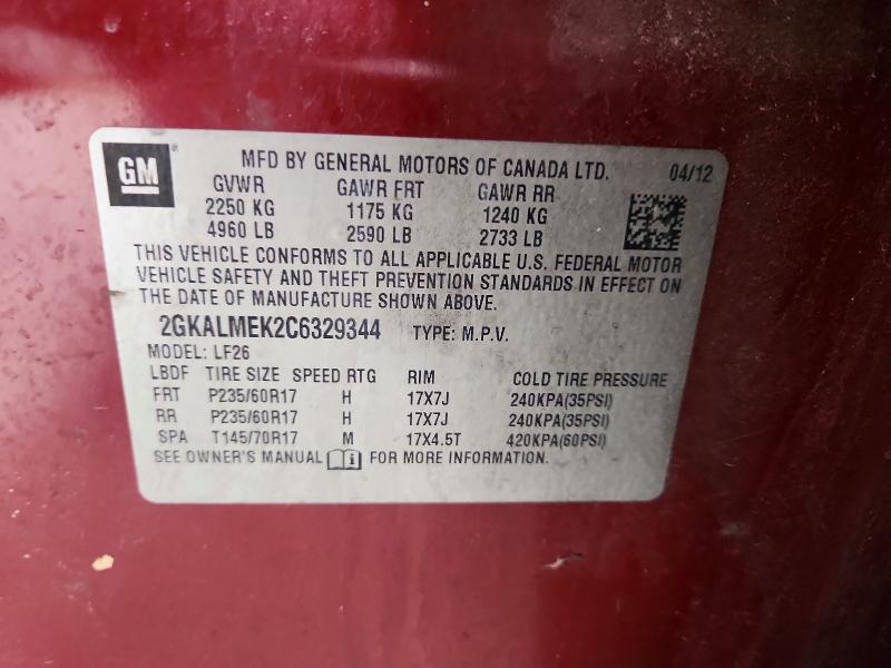 Продажа на аукционе авто 2012 Gmc Terrain, vin: 2GKALMEK2C6329344, номер лота: 52552246