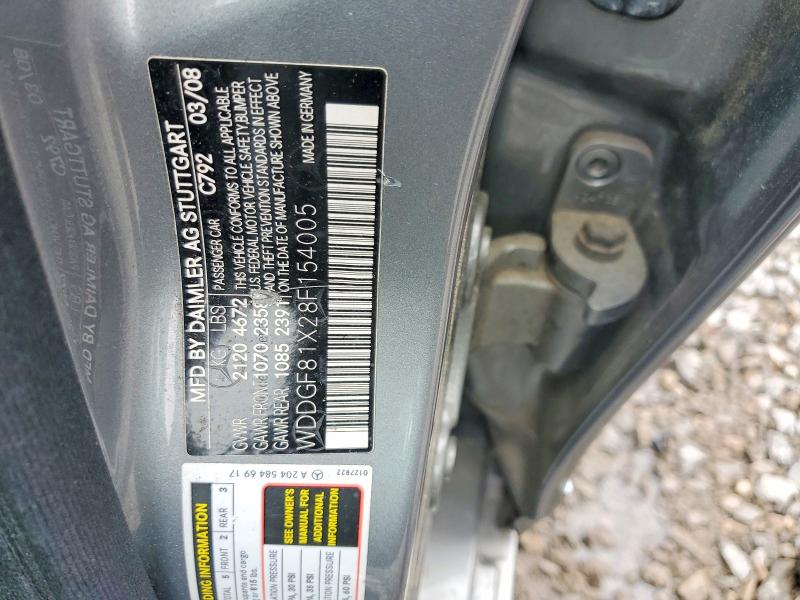 Продажа на аукционе авто 2008 Mercedes-benz C, vin: WDDGF81X28F154005, номер лота: 51910986