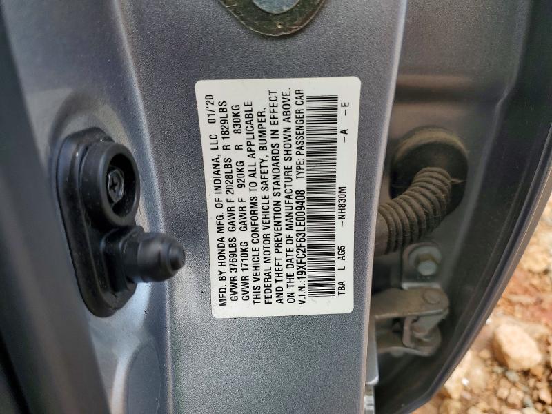 54913216 :رقم المزاد ، 19XFC2F63LE009408 vin ، 2020 Honda Civic مزاد بيع