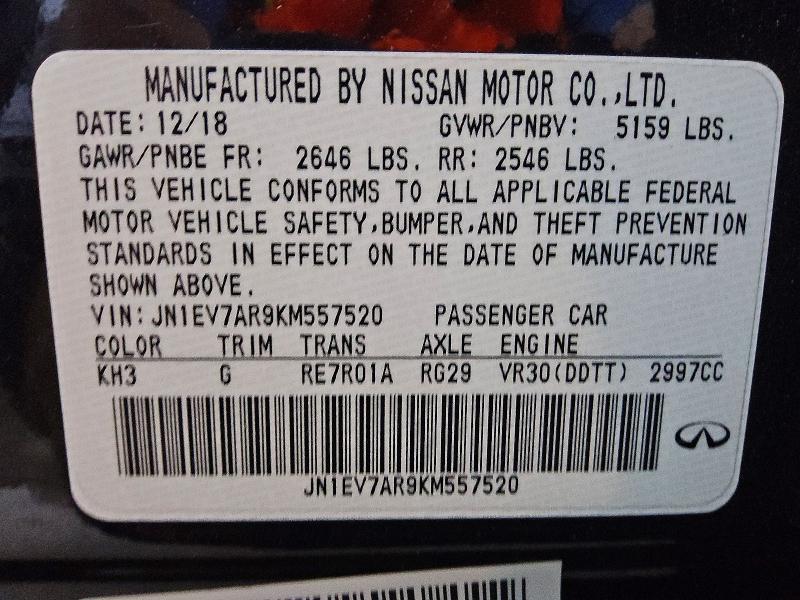 Продаж на аукціоні авто 2019 Infiniti Q50, vin: JN1EV7AR9KM557520, номер лоту: 51953956