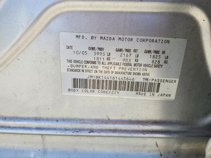 53055396 :رقم المزاد ، JM1BK144161445646 vin ، 2006 Mazda 3 مزاد بيع