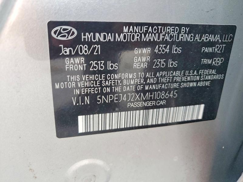 2021 Hyundai Sonata მანქანა იყიდება აუქციონზე, vin: 5NPEJ4J2XMH108645, აუქციონის ნომერი: 54816586