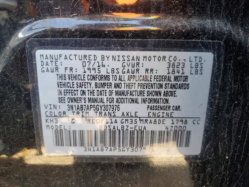 Продаж на аукціоні авто 2016 Nissan Sentra, vin: 3N1AB7AP5GY307976, номер лоту: 53663436