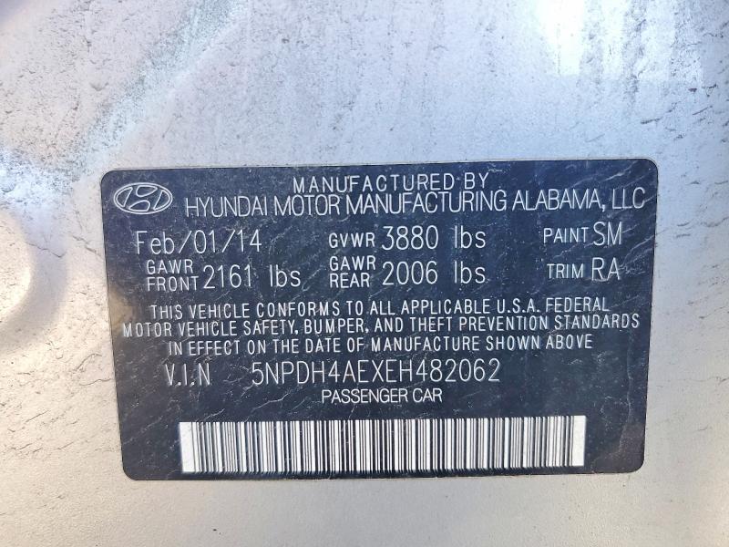 Aukcja sprzedaży 2014 Hyundai Elantra, vin: 5NPDH4AEXEH482062, numer aukcji: 53888916