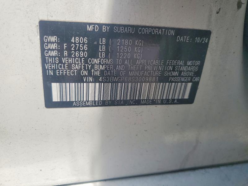 54614466 :رقم المزاد ، 4S3BWGP68S3009881 vin ، 2025 Subaru Legacy مزاد بيع