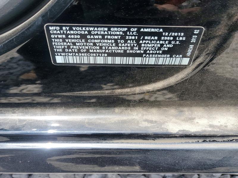 2014 Volkswagen Passat მანქანა იყიდება აუქციონზე, vin: 1VWCM7A36EC057129, აუქციონის ნომერი: 53642536