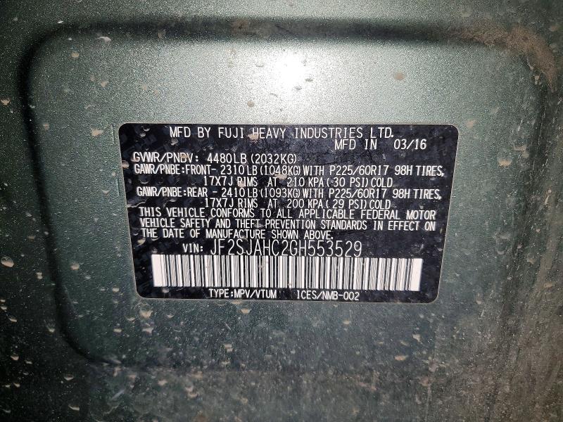 Продажа на аукционе авто 2016 Subaru Forester, vin: JF2SJAHC2GH553529, номер лота: 53780986