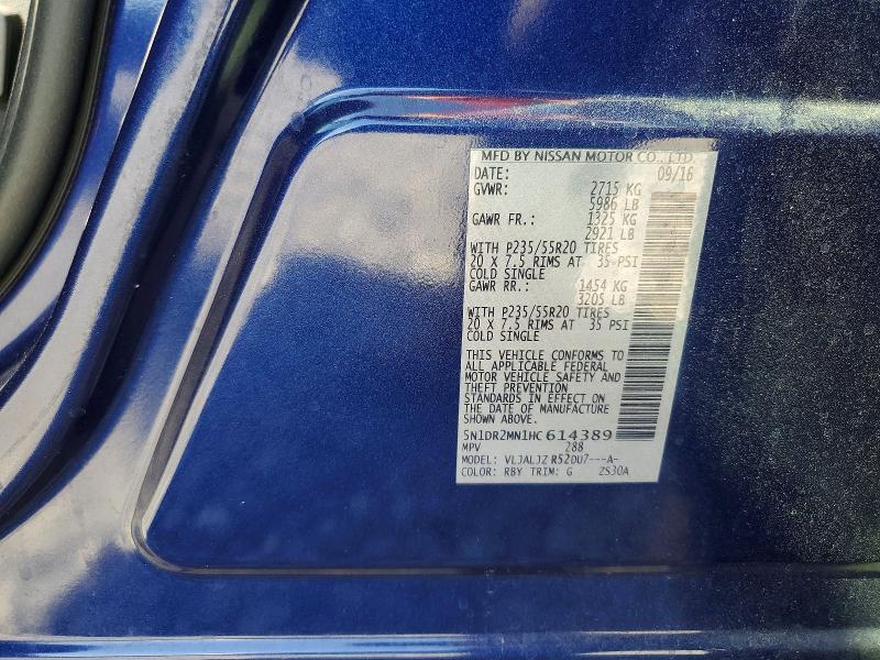 55203686 :رقم المزاد ، 5N1DR2MN1HC614389 vin ، 2017 Nissan Pathfinder مزاد بيع