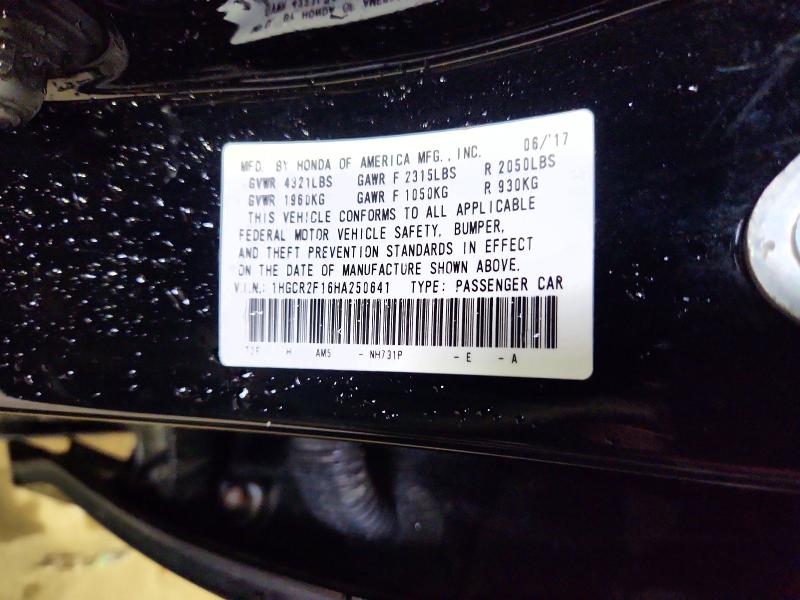 2017 Honda Accord მანქანა იყიდება აუქციონზე, vin: 1HGCR2F16HA250641, აუქციონის ნომერი: 51970516