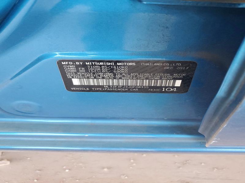 Aukcja sprzedaży 2018 Mitsubishi Mirage, vin: ML32F3FJ3JHF08335, numer aukcji: 54536756