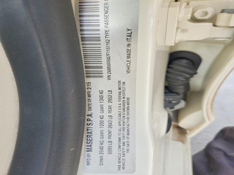 55397526 :رقم المزاد ، ZAM56RRA7F1151162 vin ، 2015 Maserati Quattroporte مزاد بيع
