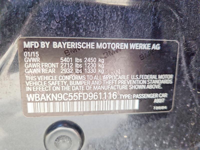 52908326 :رقم المزاد ، WBAKN9C55FD961116 vin ، 2015 Bmw 550 مزاد بيع