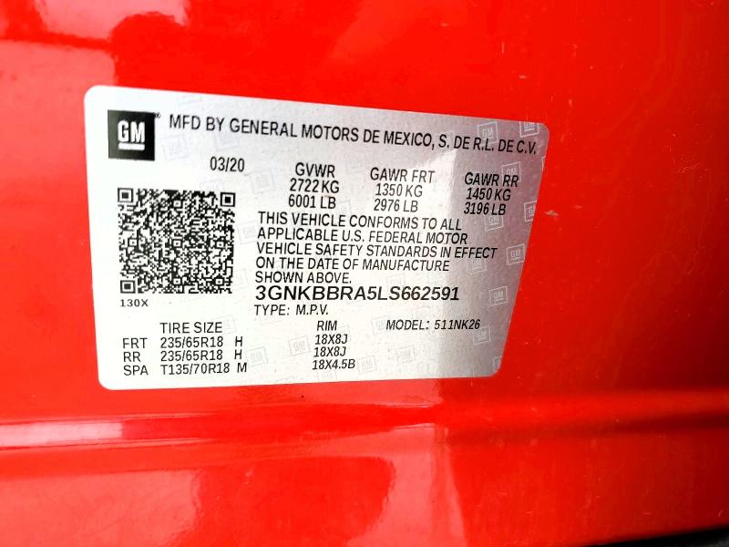 Aukcja sprzedaży 2020 Chevrolet Blazer, vin: 3GNKBBRA5LS662591, numer aukcji: 53822576