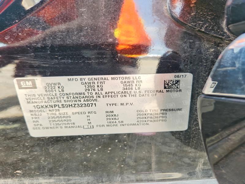 Aukcja sprzedaży 2017 Gmc Acadia, vin: 1GKKNPLS9HZ323071, numer aukcji: 52623306