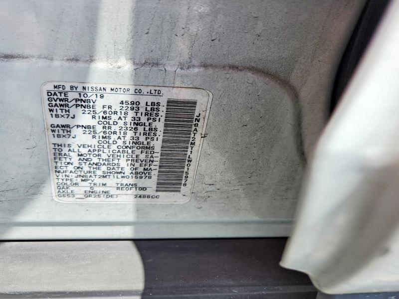 54074036 :رقم المزاد ، JN8AT2MT1LW015978 vin ، 2020 Nissan Rogue مزاد بيع