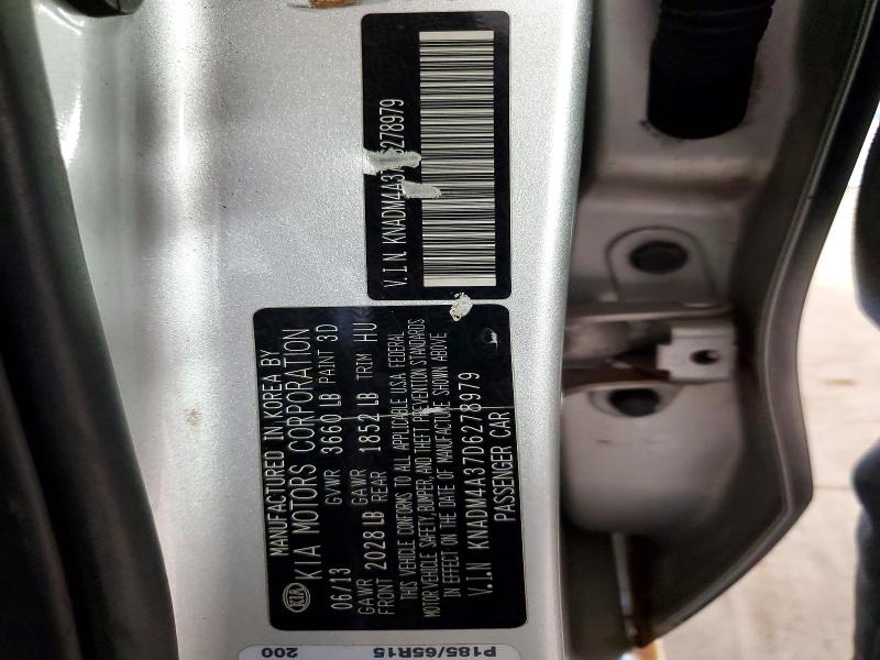 53077236 :رقم المزاد ، KNADM4A37D6278979 vin ، 2013 Kia Rio مزاد بيع