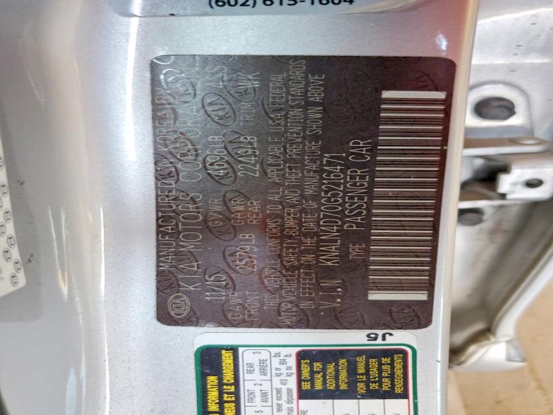 Aukcja sprzedaży 2016 Kia Cadenza, vin: KNALN4D70G5216471, numer aukcji: 53372106