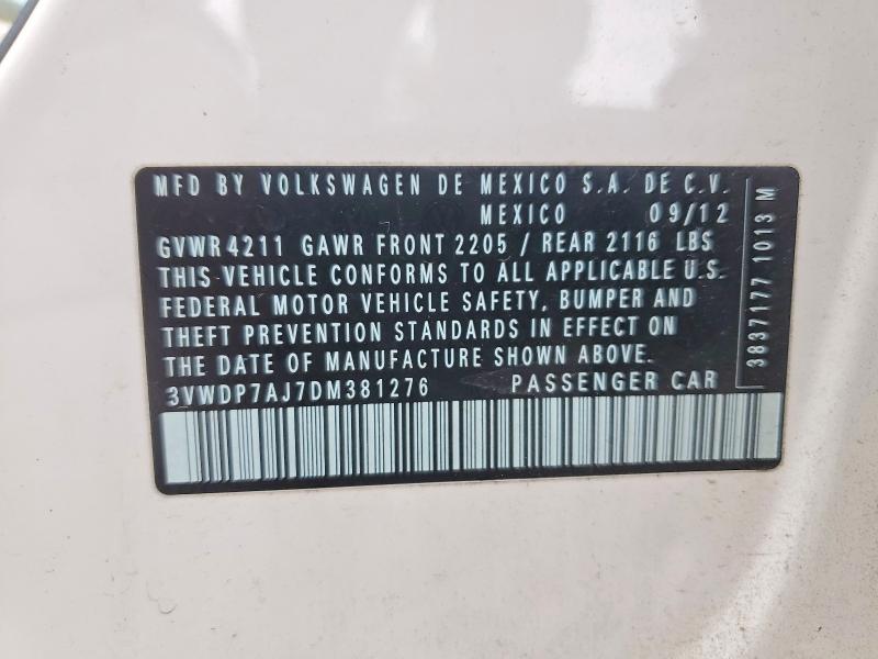 Aukcja sprzedaży 2013 Volkswagen Jetta, vin: 3VWDP7AJ7DM381276, numer aukcji: 54795106