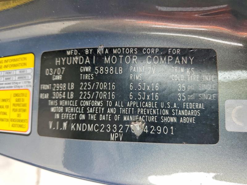 2007 Hyundai Entourage მანქანა იყიდება აუქციონზე, vin: KNDMC233276042901, აუქციონის ნომერი: 48750506