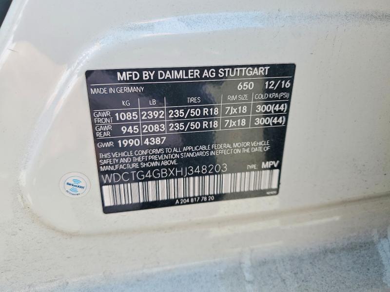 Продаж на аукціоні авто 2017 Mercedes-benz Gla, vin: WDCTG4GBXHJ348203, номер лоту: 52791726
