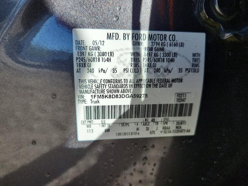 Продажа на аукционе авто 2013 Ford Explorer, vin: 1FM5K8D83DGA59275, номер лота: 53186816