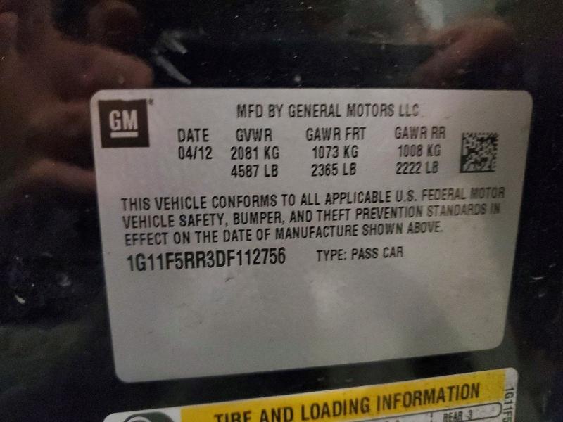 Aukcja sprzedaży 2013 Chevrolet Malibu, vin: 1G11F5RR3DF112756, numer aukcji: 53906236