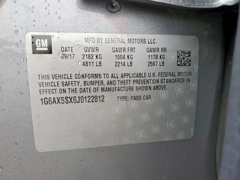 2018 Cadillac Cts მანქანა იყიდება აუქციონზე, vin: 1G6AX5SX6J0122812, აუქციონის ნომერი: 52745076