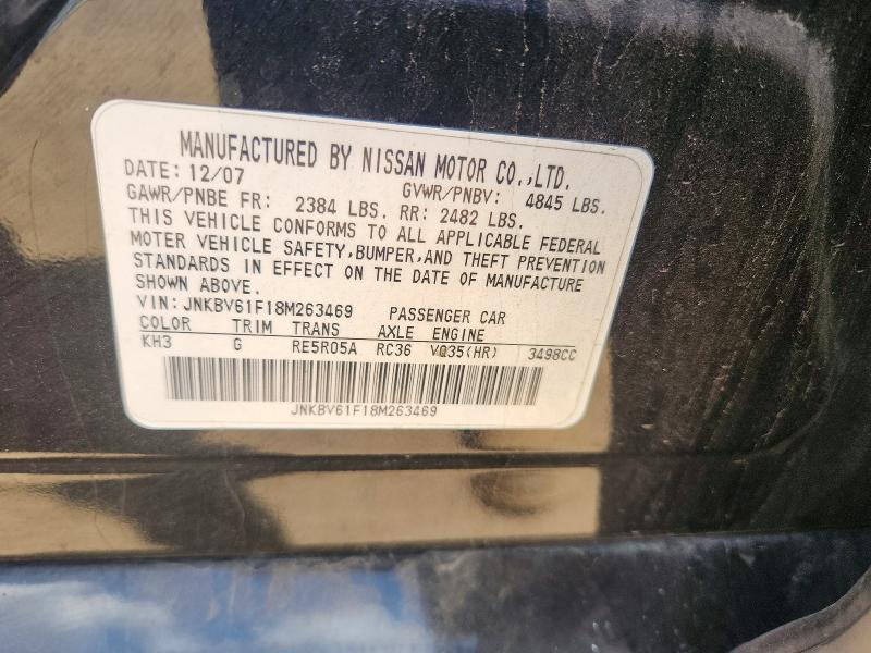 53984946 :رقم المزاد ، JNKBV61F18M263469 vin ، 2008 Infiniti G35 4d 2wd مزاد بيع