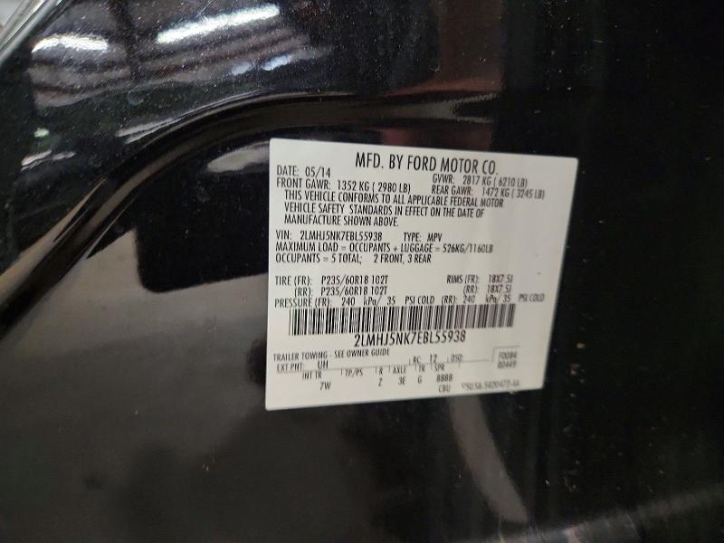 53823436 :رقم المزاد ، 2LMHJ5NK7EBL55938 vin ، 2014 Lincoln Mkt مزاد بيع