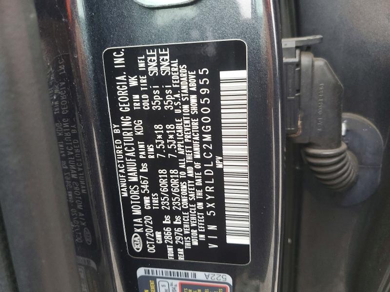 53219736 :رقم المزاد ، 5XYRLDLC2MG005955 vin ، 2021 Kia Sorento مزاد بيع