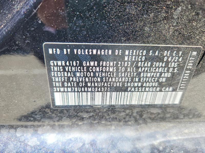 53931686 :رقم المزاد ، 3VWBM7BU6RM084371 vin ، 2024 Volkswagen Jetta مزاد بيع