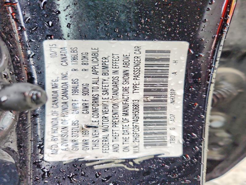 Продажа на аукционе авто 2016 Honda Civic, vin: 2HGFC2F74GH506813, номер лота: 55117566