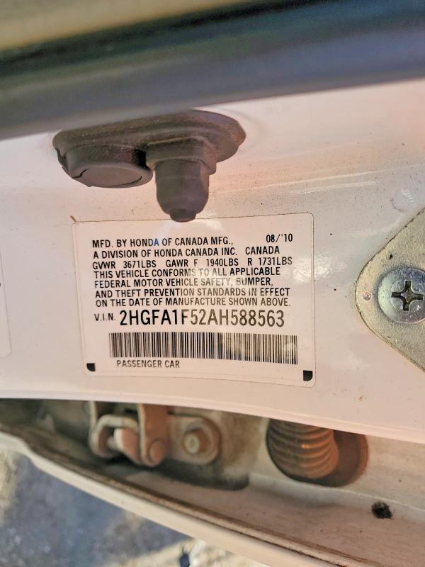 Продаж на аукціоні авто 2010 Honda Civic, vin: 2HGFA1F52AH588563, номер лоту: 54095206
