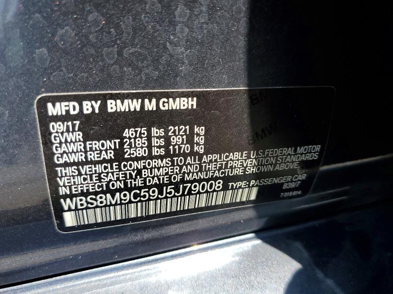 2018 Bmw M3 მანქანა იყიდება აუქციონზე, vin: WBS8M9C59J5J79008, აუქციონის ნომერი: 54213836