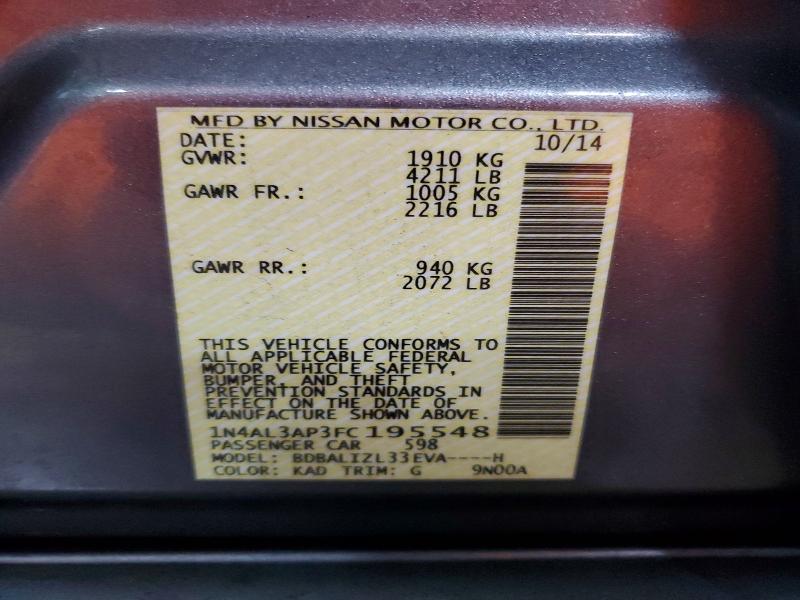 54794216 :رقم المزاد ، 1N4AL3AP3FC195548 vin ، 2015 Nissan Altima مزاد بيع