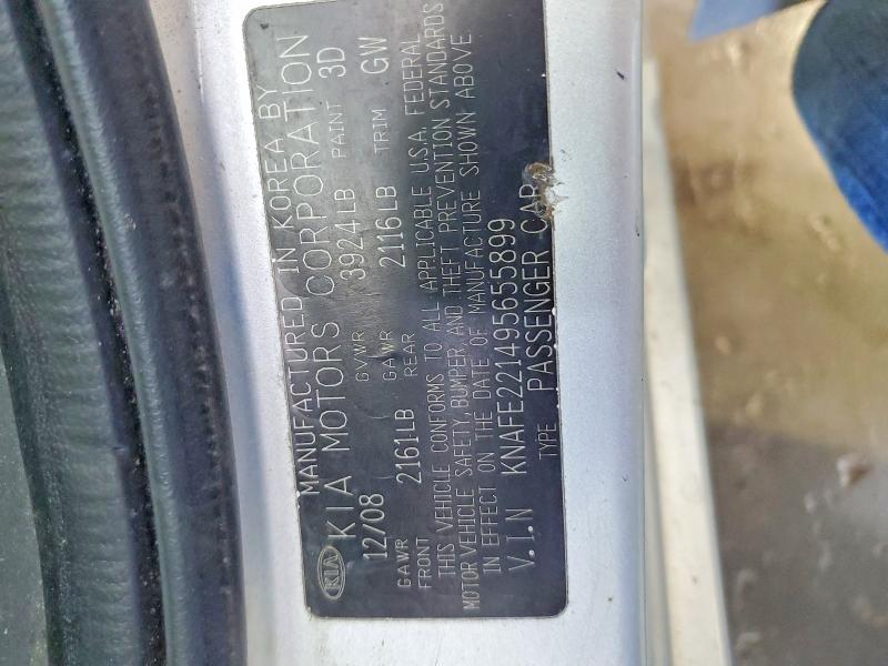 Aukcja sprzedaży 2009 Kia Spectra, vin: KNAFE221495655899, numer aukcji: 53732276