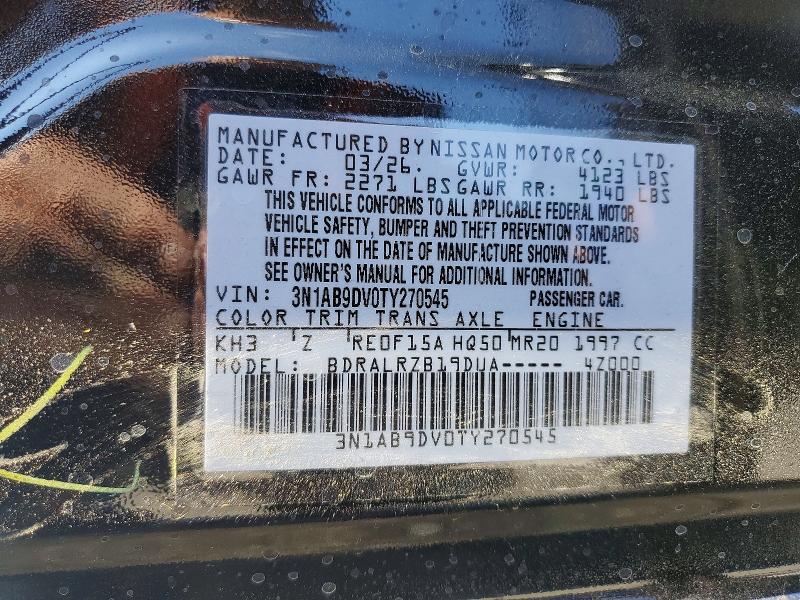 Продаж на аукціоні авто 2026 Nissan Sentra, vin: 3N1AB9DV0TY270545, номер лоту: 53710166