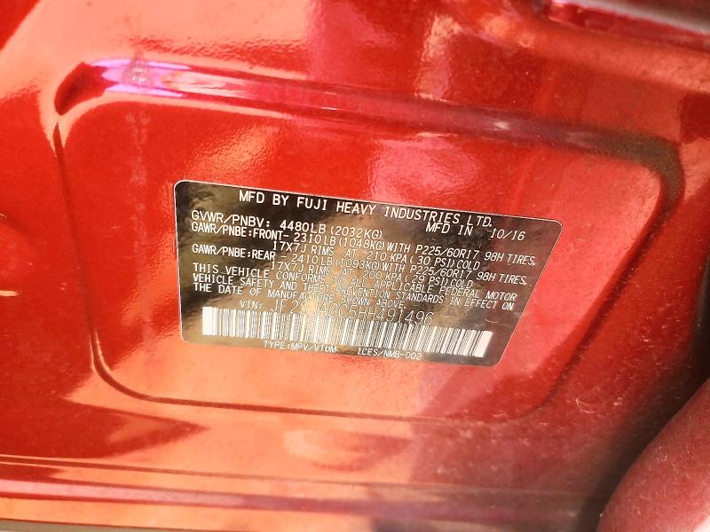 Продаж на аукціоні авто 2017 Subaru Forester, vin: JF2SJAGC5HH491496, номер лоту: 52904196