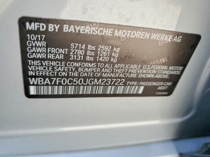Aukcja sprzedaży 2018 Bmw 750, vin: WBA7F0C50JGM23722, numer aukcji: 55108956