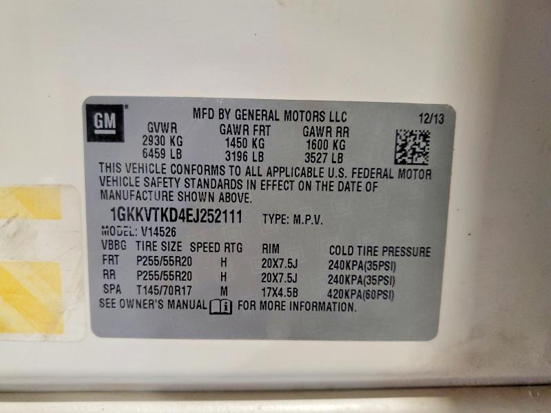 2014 Gmc Acadia მანქანა იყიდება აუქციონზე, vin: 1GKKVTKD4EJ252111, აუქციონის ნომერი: 52231246