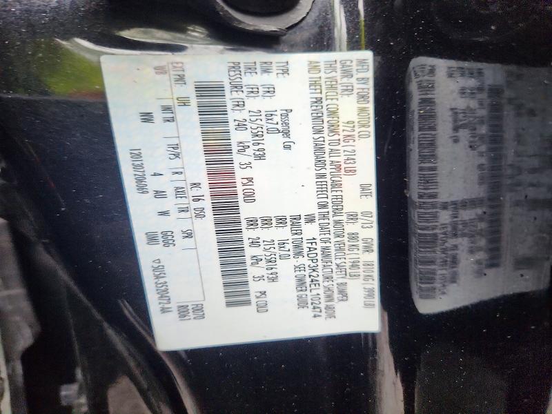 2014 Ford Focus მანქანა იყიდება აუქციონზე, vin: 1FADP3K24EL102474, აუქციონის ნომერი: 54858436