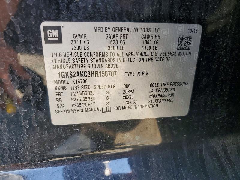 2017 Gmc Yukon მანქანა იყიდება აუქციონზე, vin: 1GKS2AKC3HR156707, აუქციონის ნომერი: 54475926
