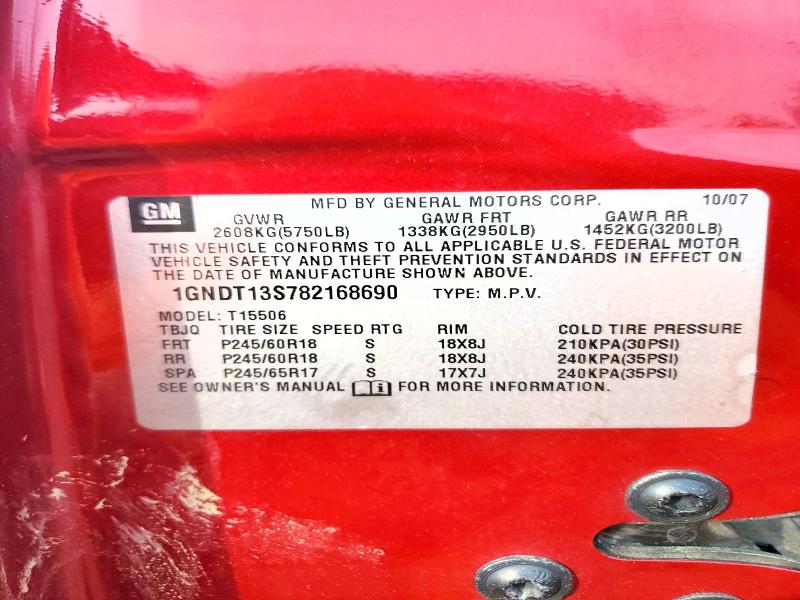 Aukcja sprzedaży 2008 Chevrolet Trailblazer, vin: 1GNDT13S782168690, numer aukcji: 53250666