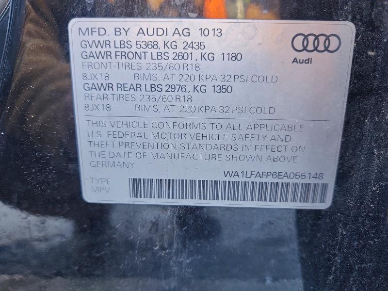 2014 Audi Q5 მანქანა იყიდება აუქციონზე, vin: WA1LFAFP6EA055148, აუქციონის ნომერი: 52189576
