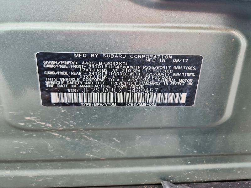 2018 Subaru Forester მანქანა იყიდება აუქციონზე, vin: JF2SJABCXJH469457, აუქციონის ნომერი: 52483746